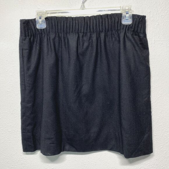 J. Crew Womens Black Wool Blend Elastic Waist Short Skirt Size 6 - Picture 1 of 6